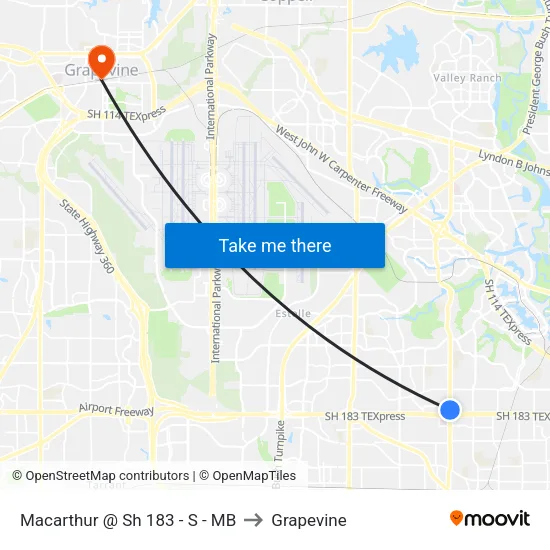 Macarthur @ Sh 183 - S - MB to Grapevine map