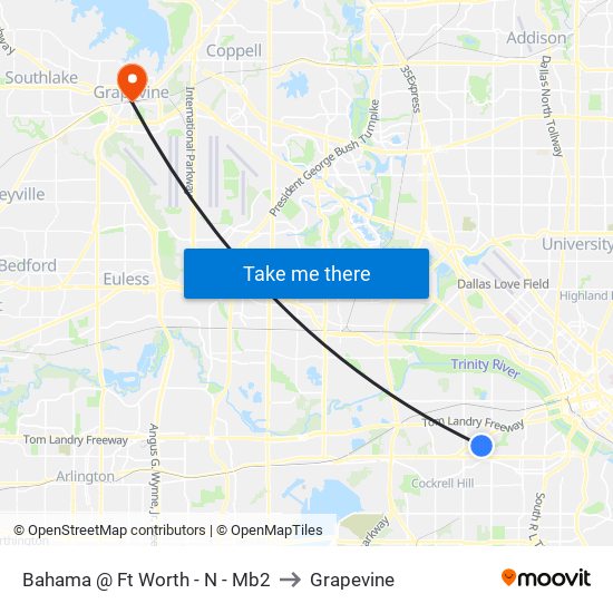 Bahama @ Ft Worth - N - Mb2 to Grapevine map