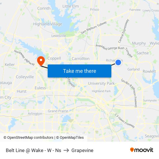 Belt Line @ Wake - W - Ns to Grapevine map