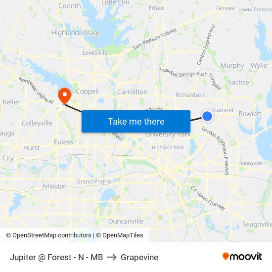 Jupiter @ Forest - N - MB to Grapevine map