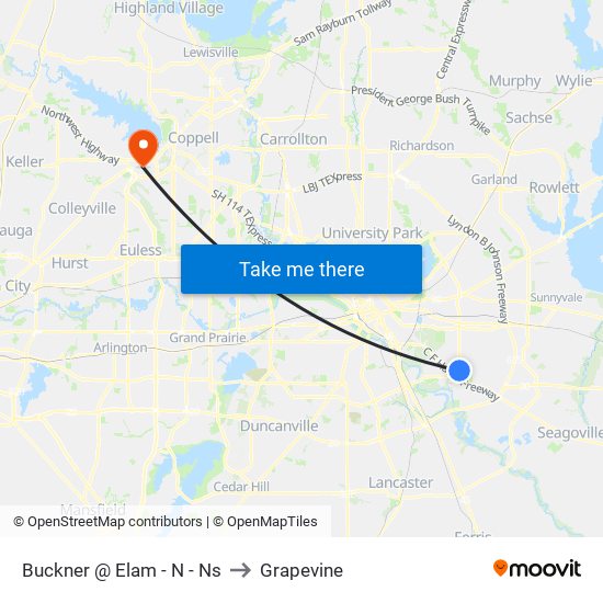 Buckner @ Elam - N - Ns to Grapevine map