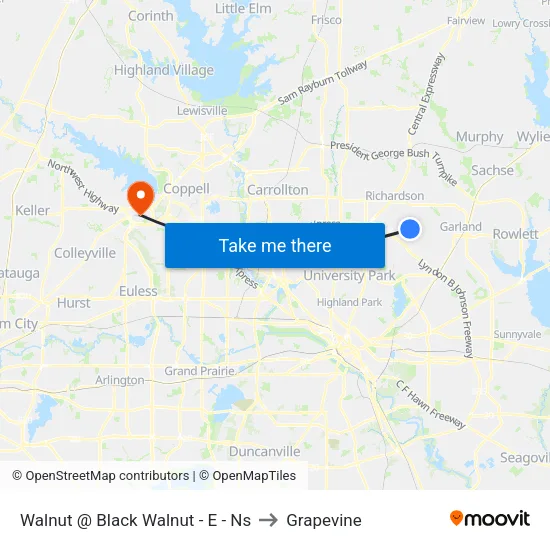 Walnut @ Black Walnut - E - Ns to Grapevine map