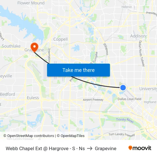 Webb Chapel Ext @ Hargrove - S - Ns to Grapevine map