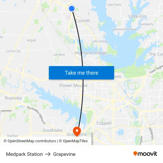 Medpark Station to Grapevine map