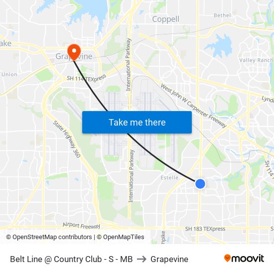 Belt Line @ Country Club - S - MB to Grapevine map