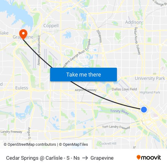 Cedar Springs @ Carlisle - S - Ns to Grapevine map