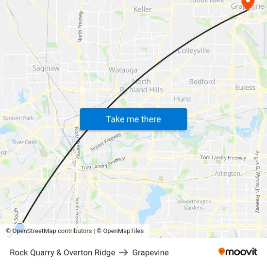 Rock Quarry & Overton Ridge to Grapevine map
