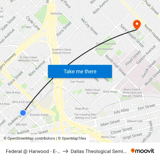 Federal @ Harwood - E- Ns to Dallas Theological Seminary map