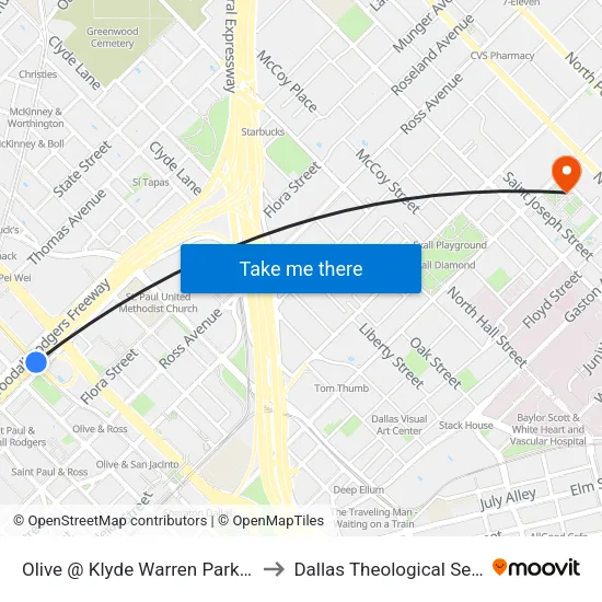 Olive @ Klyde Warren Park - N - MB to Dallas Theological Seminary map