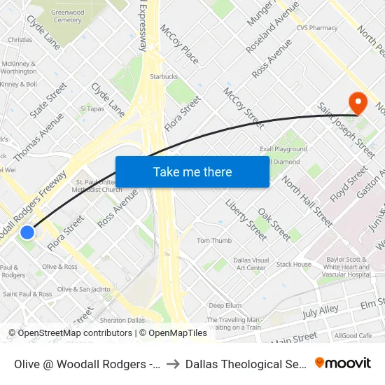 Olive @ Woodall Rodgers - N - MB to Dallas Theological Seminary map