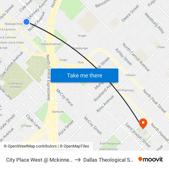 City Place West @ Mckinney - S - FS to Dallas Theological Seminary map