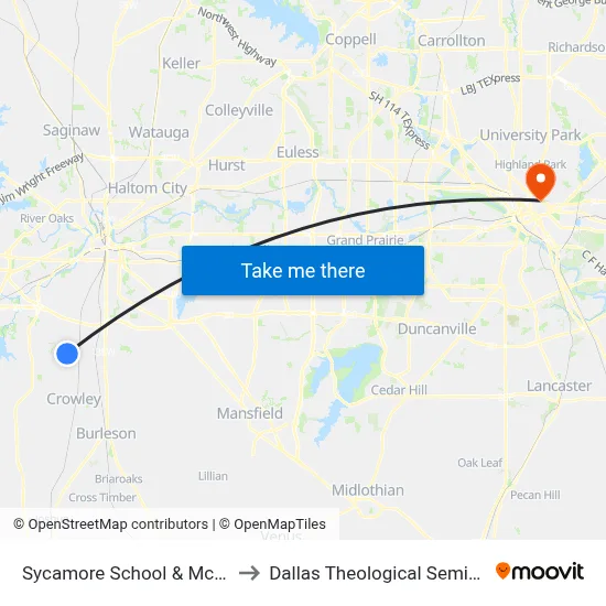 Sycamore School & Mccart to Dallas Theological Seminary map