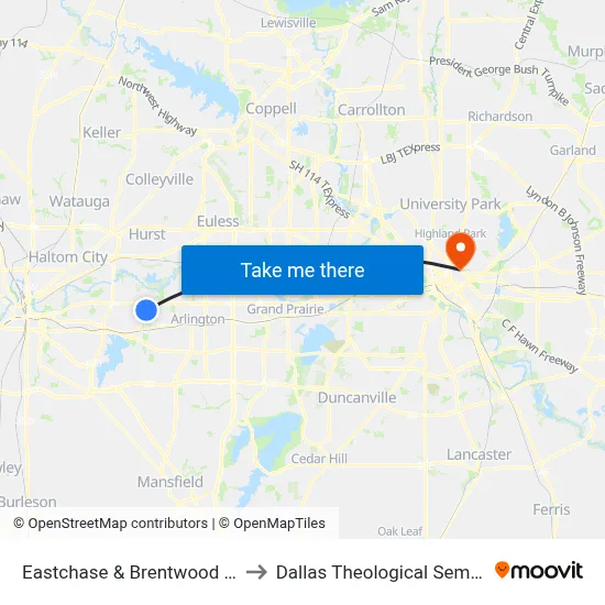 Eastchase & Brentwood Stair to Dallas Theological Seminary map