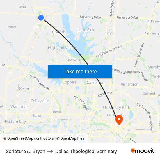 Scripture @ Bryan to Dallas Theological Seminary map