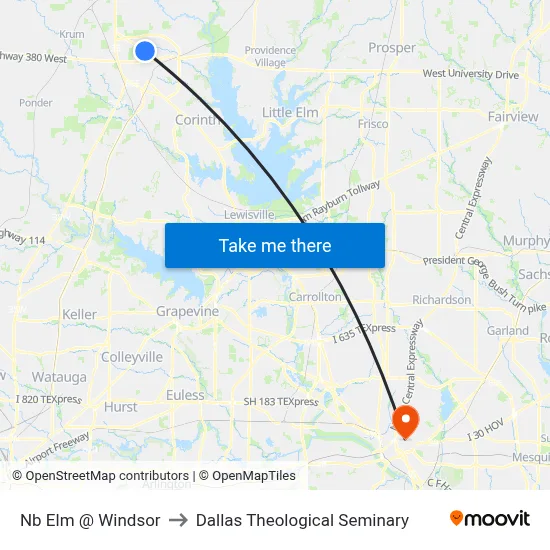 Nb Elm @ Windsor to Dallas Theological Seminary map