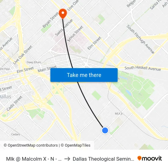 Mlk @ Malcolm X - N - Ns to Dallas Theological Seminary map
