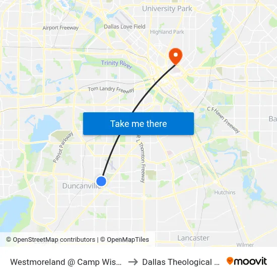 Westmoreland @ Camp Wisdom - N - Ns to Dallas Theological Seminary map