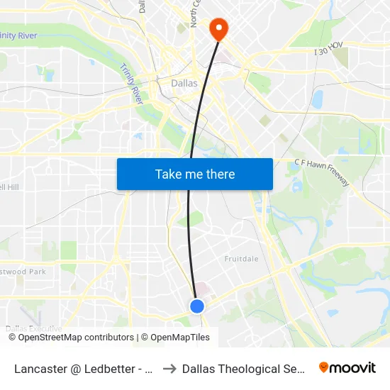 Lancaster @ Ledbetter - S - MB to Dallas Theological Seminary map