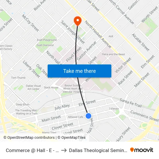 Commerce @ Hall - E - Ns to Dallas Theological Seminary map