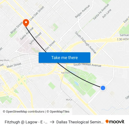 Fitzhugh @ Lagow - E - Ns to Dallas Theological Seminary map