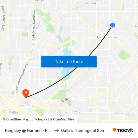 Kingsley @ Garland - E - Ns to Dallas Theological Seminary map