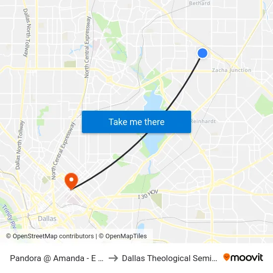 Pandora @ Amanda - E - Ns to Dallas Theological Seminary map