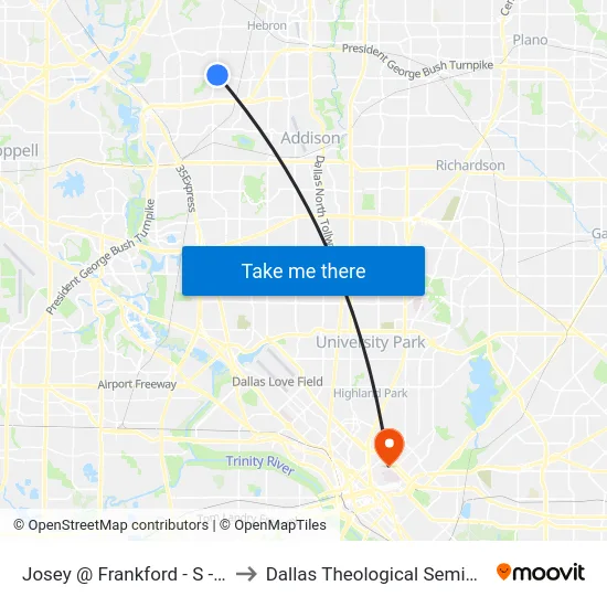 Josey @ Frankford - S - FS to Dallas Theological Seminary map