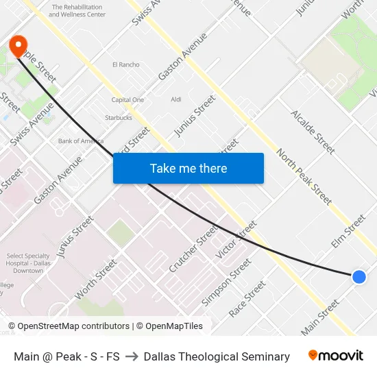 Main @ Peak - S - FS to Dallas Theological Seminary map