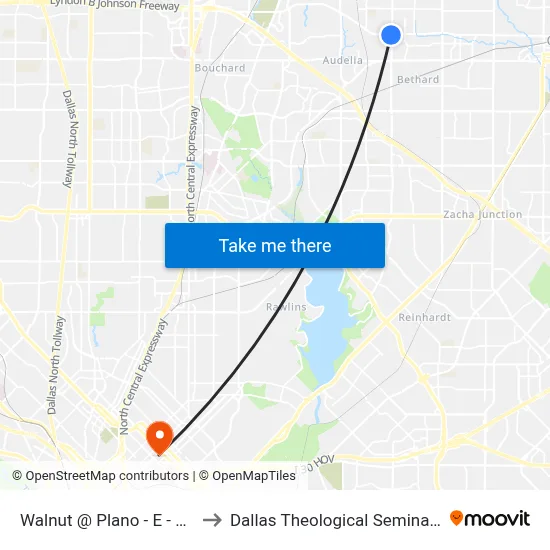 Walnut @ Plano - E - Ns to Dallas Theological Seminary map