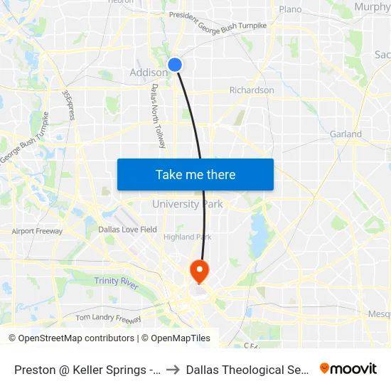 Preston @ Keller Springs - N - FS to Dallas Theological Seminary map