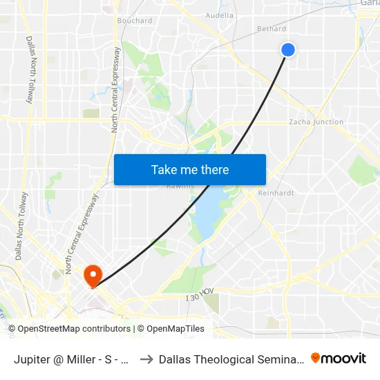 Jupiter @ Miller - S - Ns to Dallas Theological Seminary map