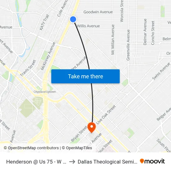 Henderson @ Us 75 - W - MB to Dallas Theological Seminary map