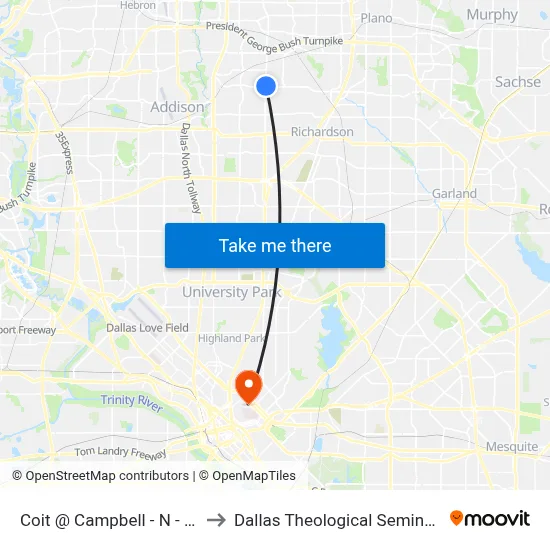 Coit @ Campbell - N - FS to Dallas Theological Seminary map