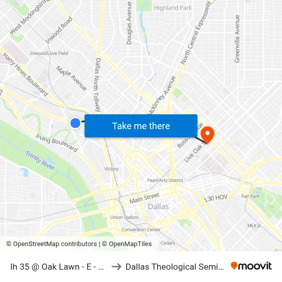 Ih 35 @ Oak Lawn - E - Mb1 to Dallas Theological Seminary map