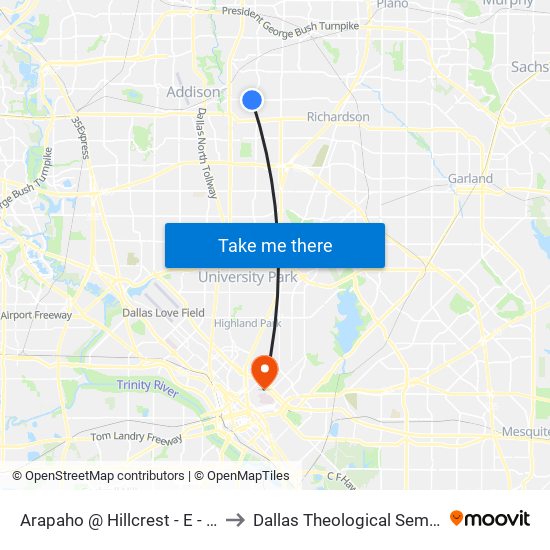 Arapaho @ Hillcrest - E - Mb1 to Dallas Theological Seminary map