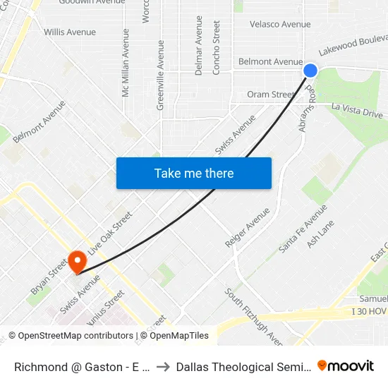Richmond @ Gaston - E - MB to Dallas Theological Seminary map