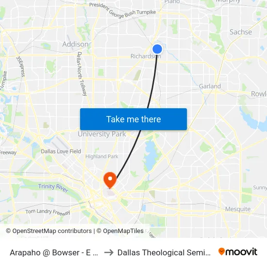 Arapaho @ Bowser - E - FS to Dallas Theological Seminary map