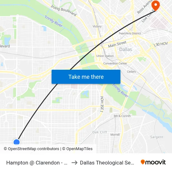 Hampton @ Clarendon - N - Ns to Dallas Theological Seminary map