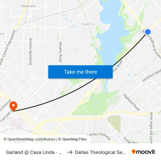 Garland @ Casa Linda - N - MB to Dallas Theological Seminary map