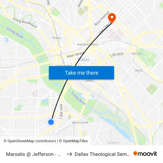 Marsalis @ Jefferson - N - Ns to Dallas Theological Seminary map