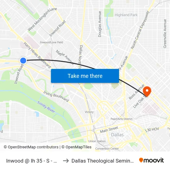 Inwood @ Ih 35 - S - MB to Dallas Theological Seminary map