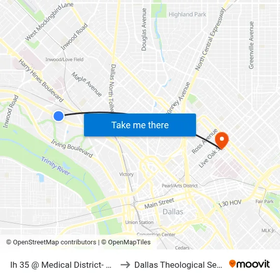 Ih 35 @ Medical District- W - Mb1 to Dallas Theological Seminary map