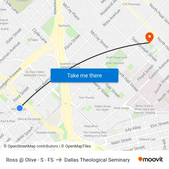 Ross @ Olive - S - FS to Dallas Theological Seminary map
