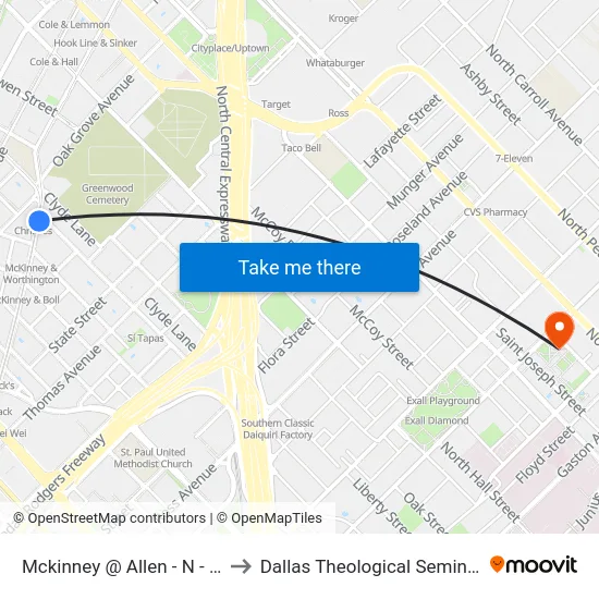 Mckinney @ Allen - N - Ns to Dallas Theological Seminary map
