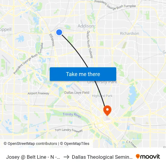 Josey @ Belt Line - N - FS to Dallas Theological Seminary map
