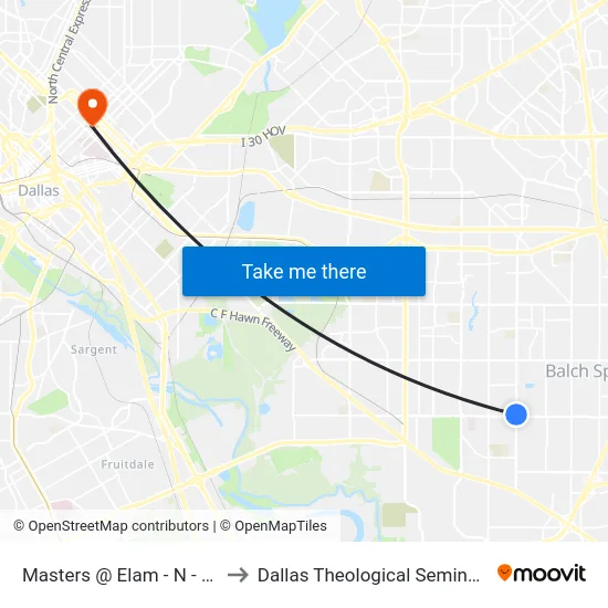Masters @ Elam - N - FS to Dallas Theological Seminary map