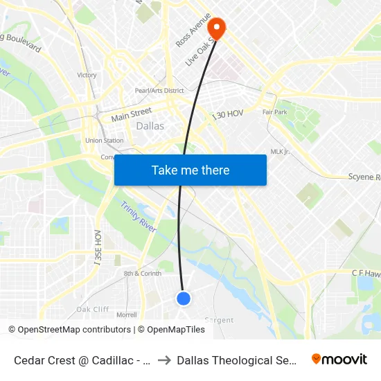 Cedar Crest @ Cadillac - S - FS to Dallas Theological Seminary map