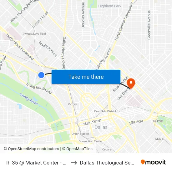 Ih 35 @ Market Center - E - MB to Dallas Theological Seminary map
