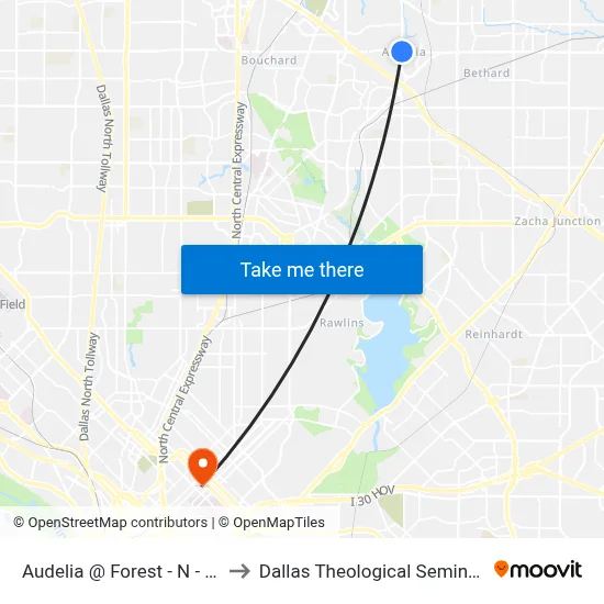 Audelia @ Forest - N - Ns to Dallas Theological Seminary map