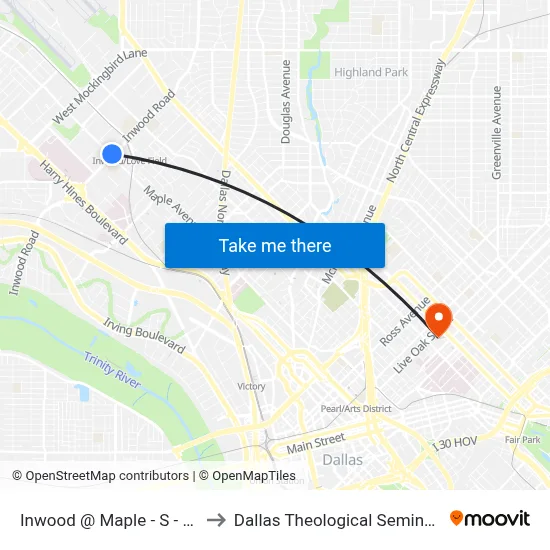 Inwood @ Maple - S - Ns to Dallas Theological Seminary map